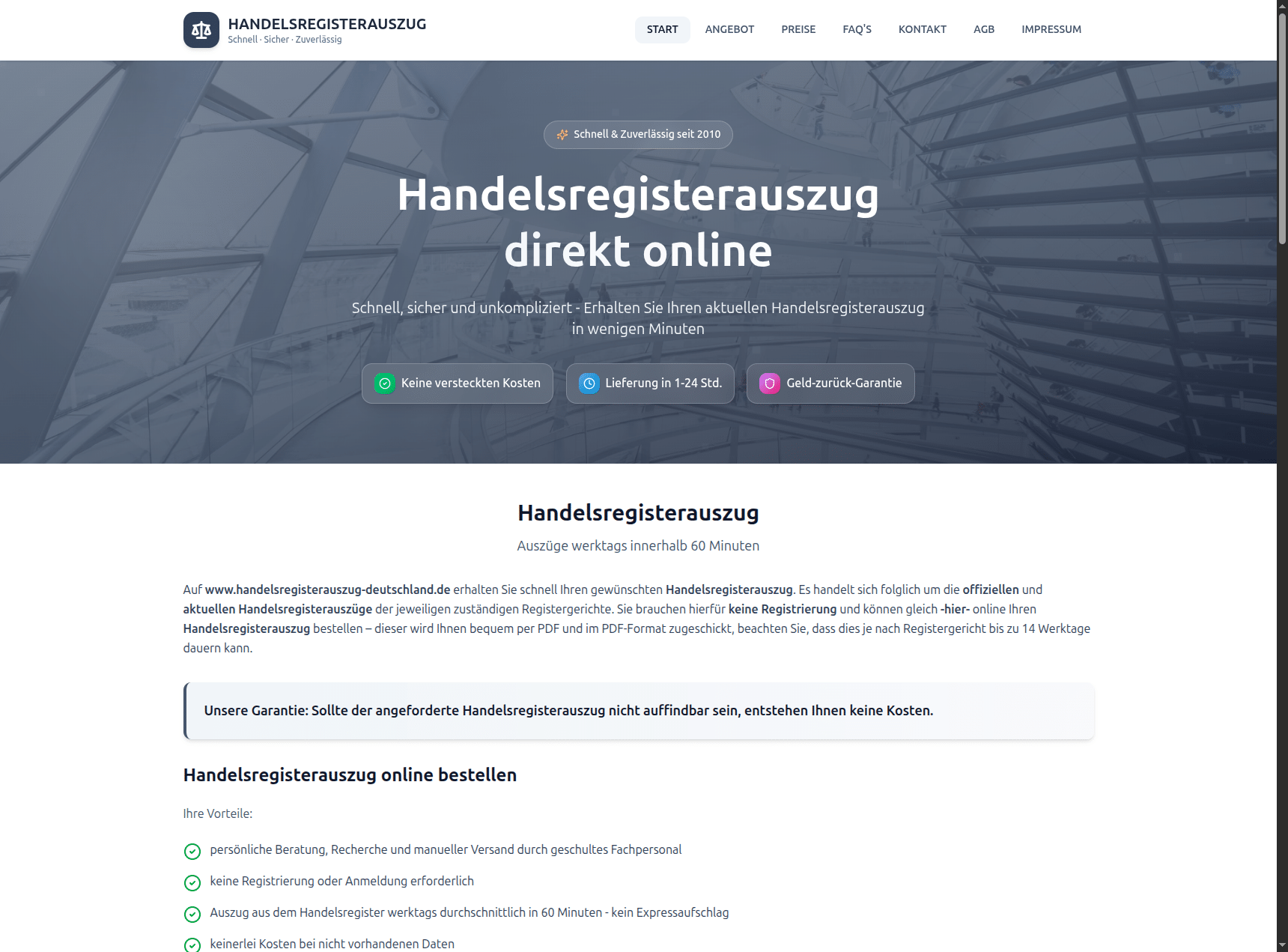 Handelsregisterauszug direkt online